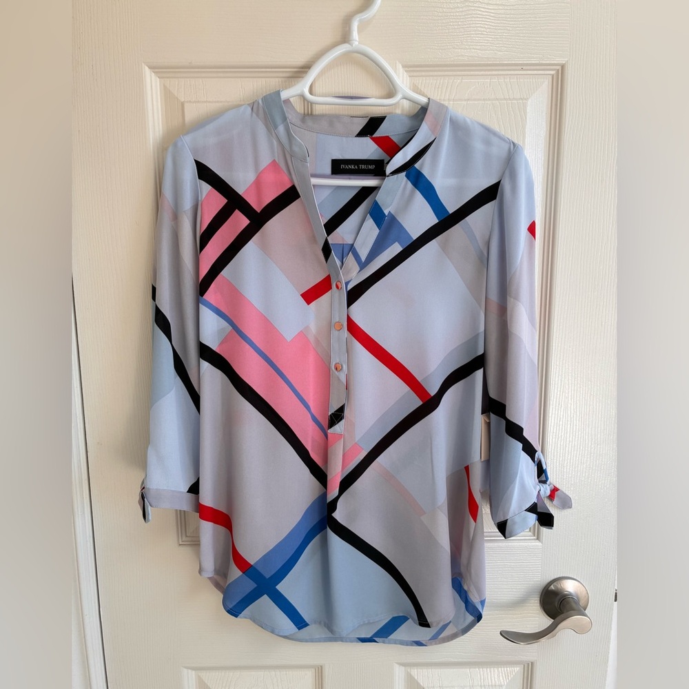 Ivanka Trump Women's Geometric Print Blouse - Multicolour small